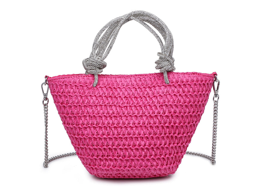 Straw Knot Handle Shoulder Bag